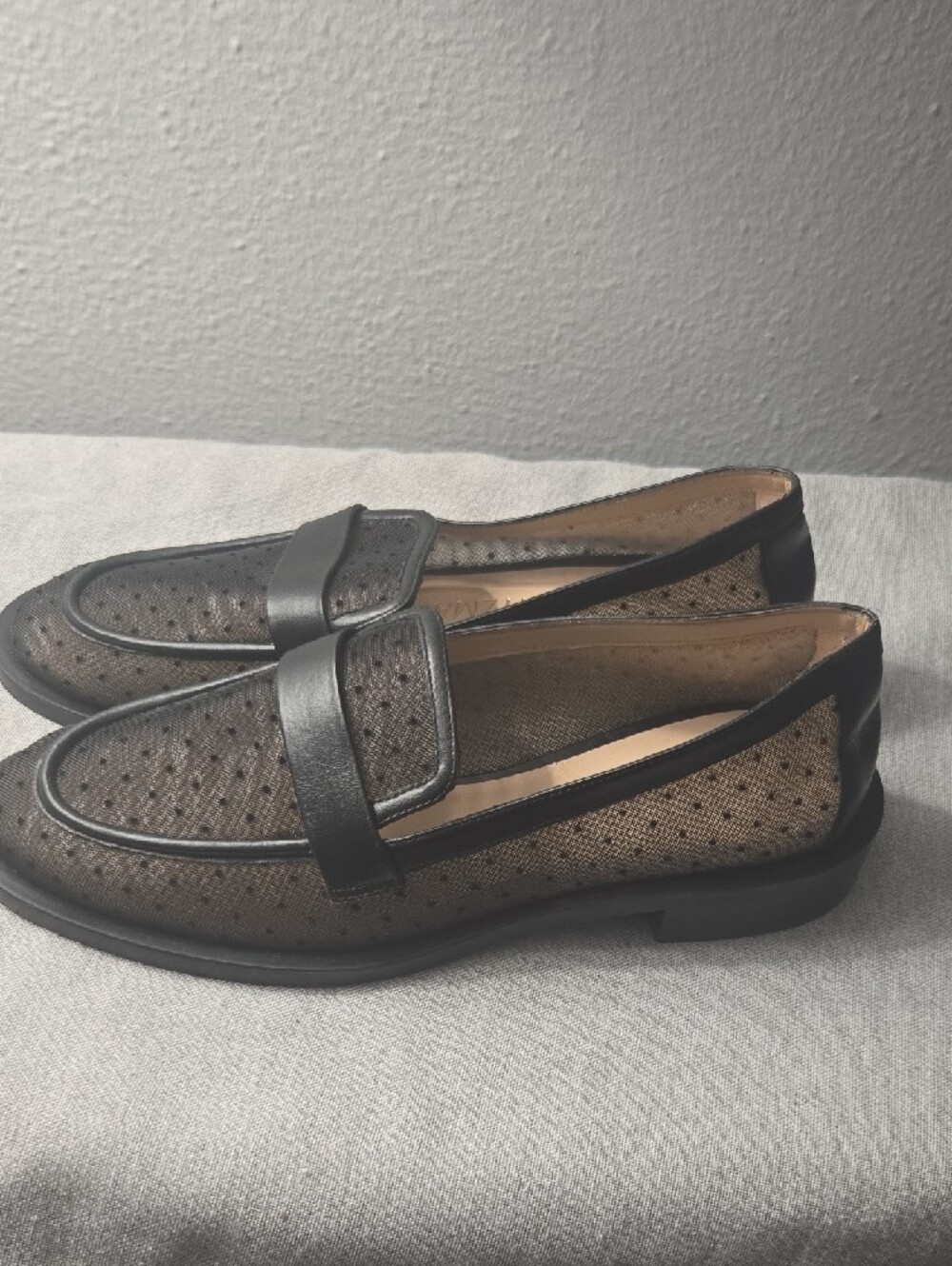 Stuart Weitzman , Black Mesh Polka Dot Loafers 7 - Picture 2 of 5